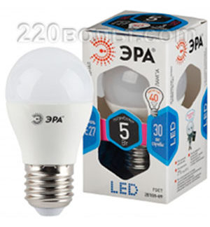 Лампа светодиодная ЭРА LED P45- 5W-840-E27 (диод, шар, 5Вт, нейтр, E27)