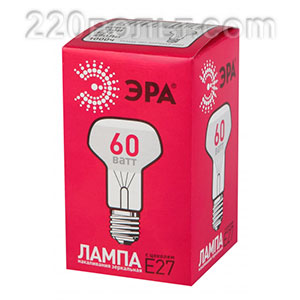 Лампа накаливания ЭРА R63 рефлектор 60Вт 230В E27 цв. упаковка