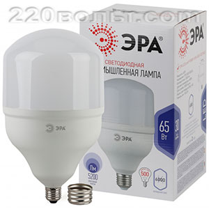 Лампа светодиодная ЭРА LED POWER T160- 65W-6500-E27/E40 (диод, колокол, 65Вт, хол, E27/E40)