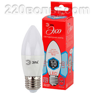 Лампа светодиодная ЭРА ECO LED B35-10W-840-E27 (диод, свеча, 10Вт, нейтр, E27)