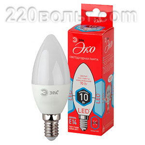 Лампа светодиодная ЭРА ECO LED B35-10W-840-E14 (диод, свеча, 10Вт, нейтр, E14)