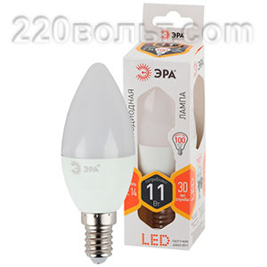 Лампа светодиодная ЭРА LED B35-11W-827-E14 (диод, свеча, 11Вт, тепл, E14)
