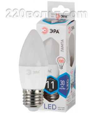 Лампа светодиодная ЭРА LED B35-11W-840-E27 (диод, свеча, 11Вт, нейтр, E27)
