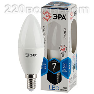 Лампа светодиодная ЭРА LED B35- 7W-840-E14 (диод, свеча, 7Вт, нейтр, E14)