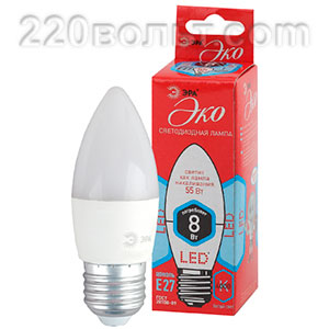 Лампа светодиодная ЭРА ECO LED B35- 8W-840-E27 (диод, свеча, 8Вт, нейтр, E27)