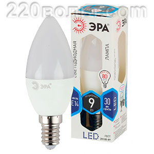 Лампа светодиодная ЭРА LED B35- 9W-840-E14 (диод, свеча, 9Вт, нейтр, E14)