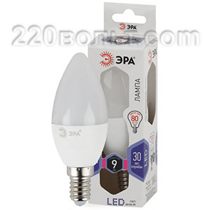 Лампа светодиодная ЭРА LED B35- 9W-860-E14 (диод, свеча, 9Вт, хол, E14)