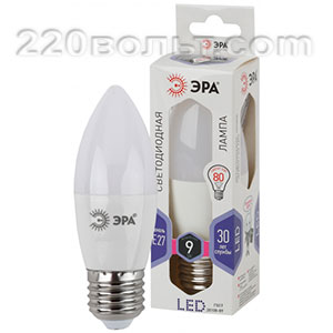 Лампа светодиодная ЭРА LED B35- 9W-860-E27 (диод, свеча, 9Вт, хол, E27)