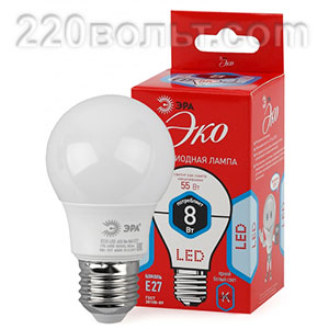 Лампа светодиодная ЭРА ECO LED P45- 8W-840-E27 (диод, шар, 8Вт, нейтр, E27)
