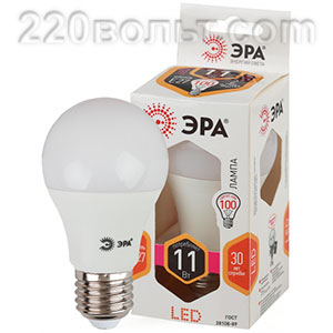 Лампа светодиодная ЭРА LED P45-11W-827-E27 (диод, шар, 11Вт, тепл, E27)