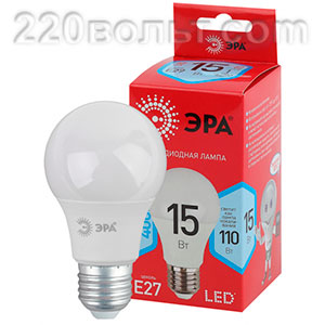 Лампа светодиодная ЭРА ECO LED A60-15W-840-E27 R (диод, груша, 15Вт, нейт, E27)