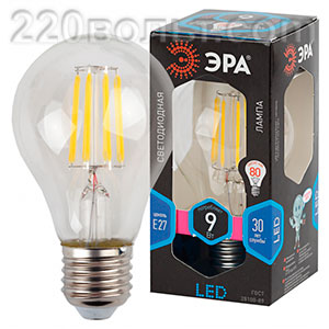 Лампа светодиодная ЭРА F-LED A60-9W-840-E27 (филамент, груша, 9Вт, нейтр., Е27)