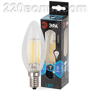 Лампа светодиодная ЭРА F-LED B35-7W-840-E14 (филамент, свеча, 7Вт, нейтр, E14)