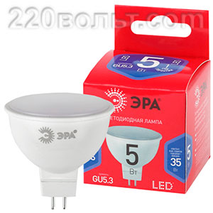 Лампа светодиодная ЭРА ECO LED MR16- 5W-865-GU5.3 R (диод, софит, 5Вт, хол, GU5.3)