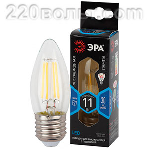 Лампа светодиодная ЭРА F-LED B35-11W-840-E27