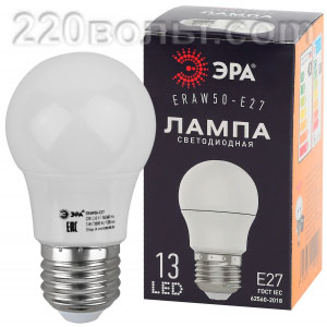Лампа светодиодная ЭРА LED A50- 3W-E27 диод. груша белая