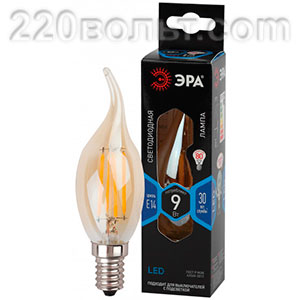 Лампа светодиодная ЭРА F-LED BXS- 9W-840-E14 gold