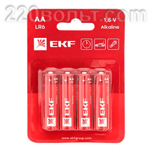 Батарейка алкалиновая типа АА(LR6) уп/ 4шт EKF