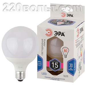 Лампочка светодиодная ЭРА STD LED G95-15W-E27 15Вт шар