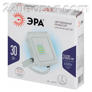 Прожектор светодиодный 30Вт 2400Лм 6500К LPR-023-W-65K-030 IP65 белый ЭРА
