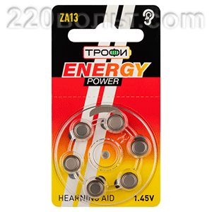 Батарейка ZA13-6BL ENERGY POWER Hearing Aid (60/2160/168480) ТРОФИ