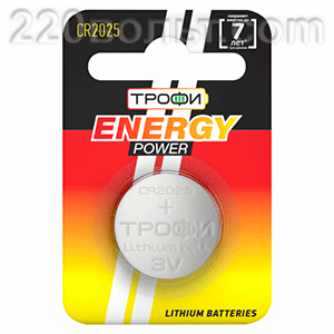 Батарейка CR2025-1BL ENERGY POWER Lithium (10/240/38400) ТРОФИ