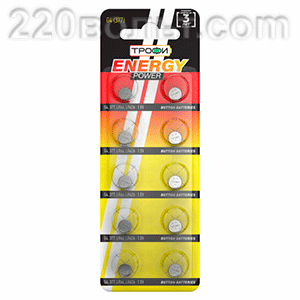 Батарейка G4 (377) LR626, LR66 ENERGY POWER Button Cell (200/1600/140800) ТРОФИ