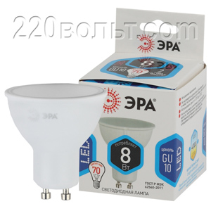 Лампа светодиодная ЭРА LED MR16- 8W-840-GU10 (диод, софит, 8Вт, нейтр, GU10)